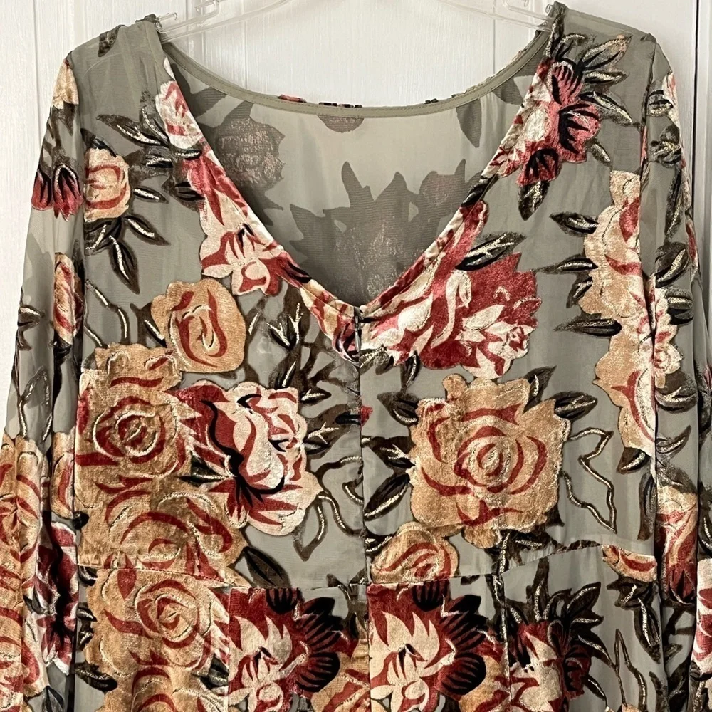 NWOT SOFT SURROUNDINGS Uma Floral Burnout Midi Dress PL Cottagecore Boho - Picture 8 of 15